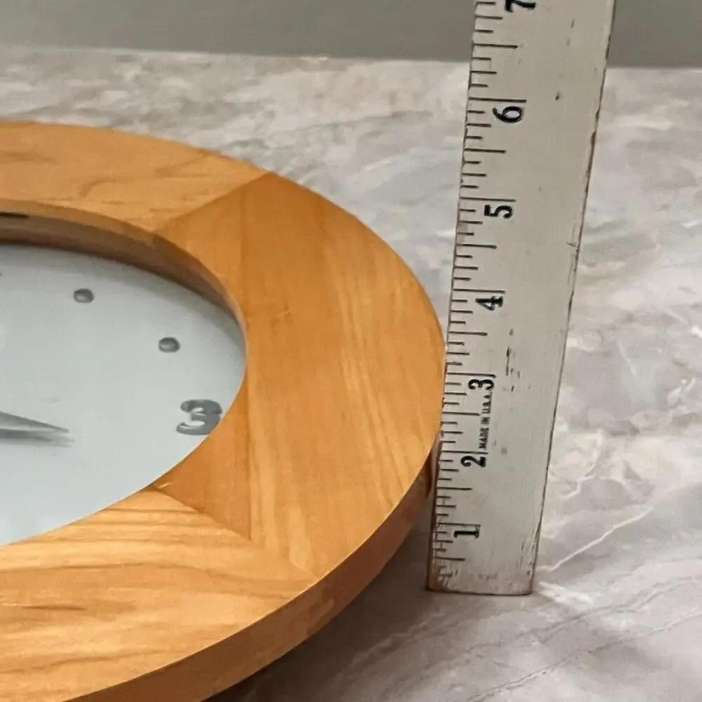 Crate & Barrel Wall Clock Maple Round WORKING